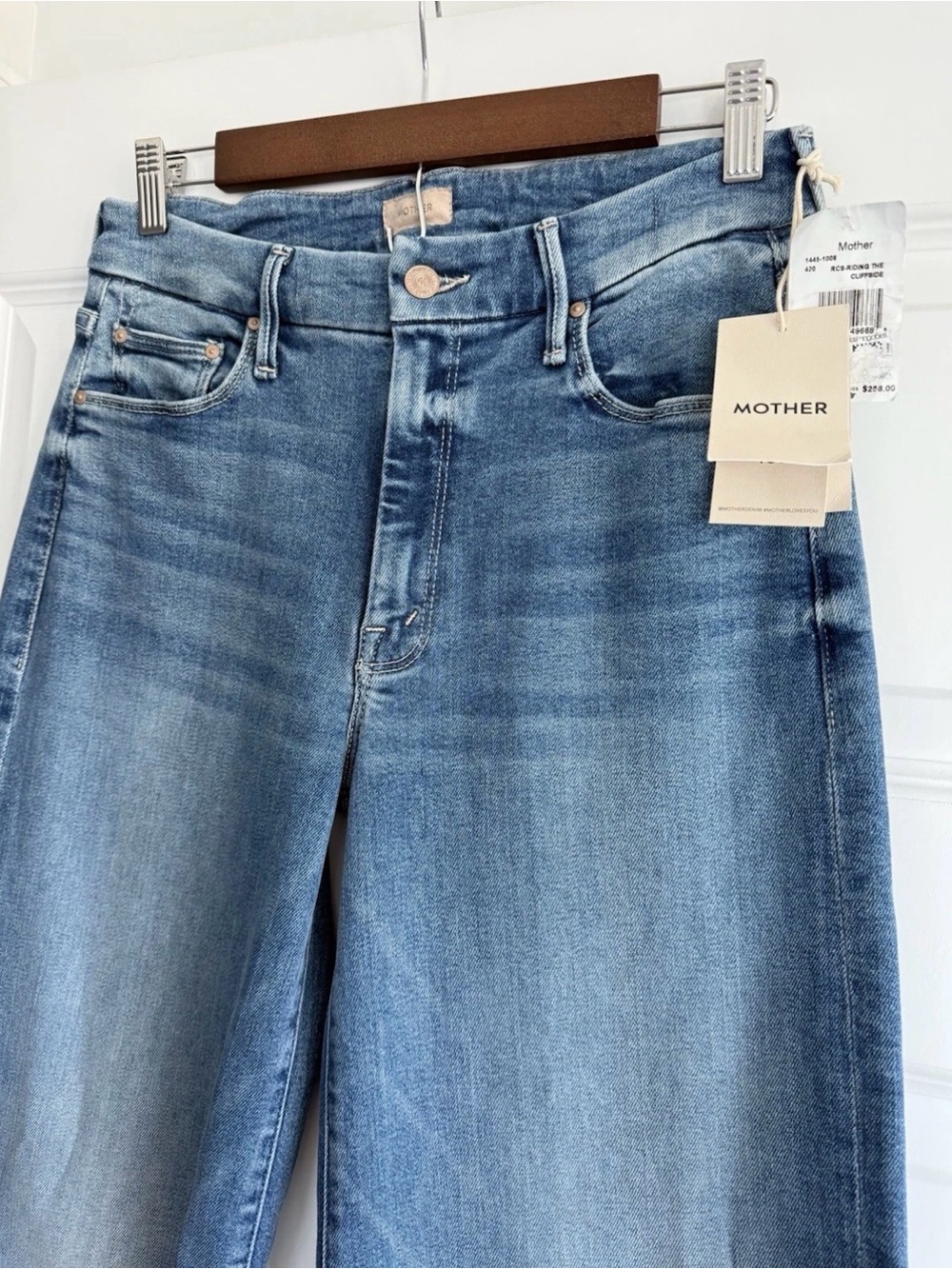 MOTHER The Roller Fray Wide Leg Jeans in Riding The Cliffside NWT Size 28 - Picture 5 of 9